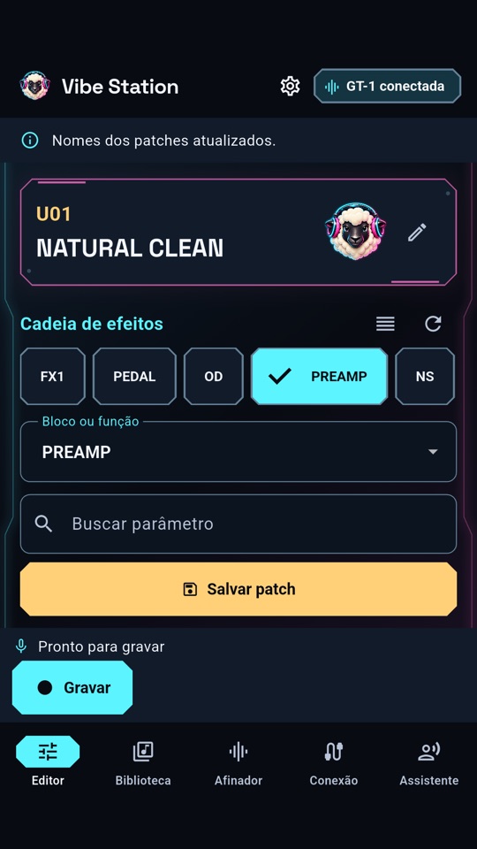 Vibe Station — o editor de parâmetros